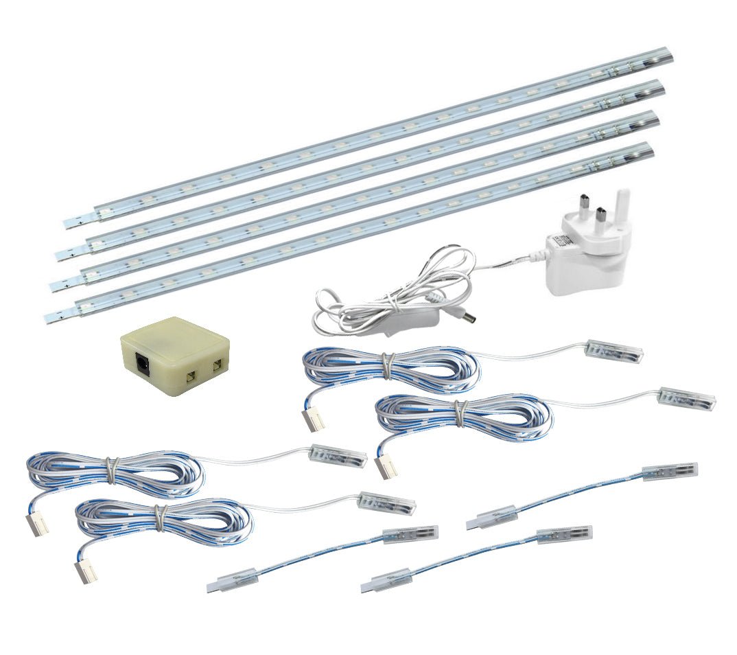 4 x 30cm Plug In LED Beautiful BLUE Under Kitchen Cupboard Cabinet Strip Light - Energy Light Bulbs - Free delivery on all orders