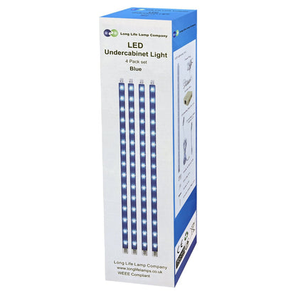 4 x 30cm Plug In LED Beautiful BLUE Under Kitchen Cupboard Cabinet Strip Light - Energy Light Bulbs - Free delivery on all orders