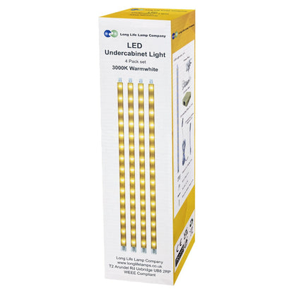 4 x 30cm Plug In LED Under Kitchen Cupboard Cabinet Strip Light Warm White - Energy Light Bulbs - Free delivery on all orders
