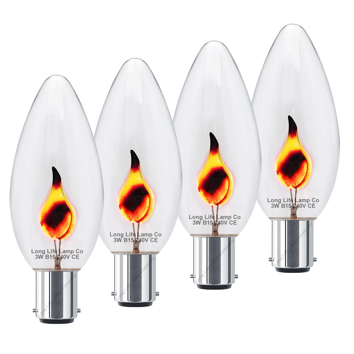 4 X 3w Flicker Flame Candle Light Bulb B15 - Energy Light Bulbs - Free delivery on all orders
