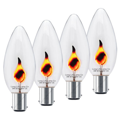 4 X 3w Flicker Flame Candle Light Bulb B15 - Energy Light Bulbs - Free delivery on all orders