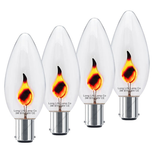 4 X 3w Flicker Flame Candle Light Bulb B15 - Energy Light Bulbs - Free delivery on all orders
