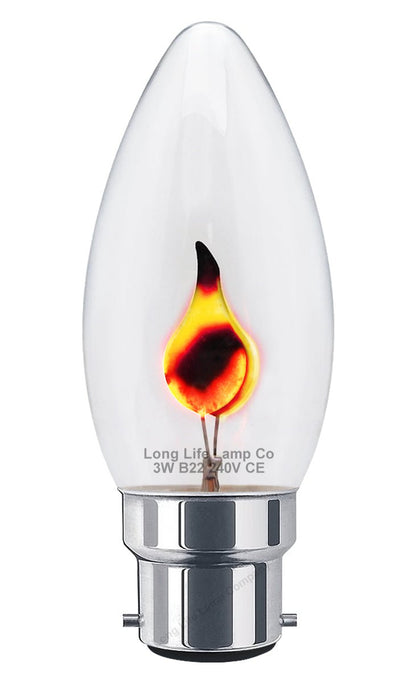 4 x 3w Flicker Flame Candle Light Bulb B22 Bayonet - Energy Light Bulbs - Free delivery on all orders
