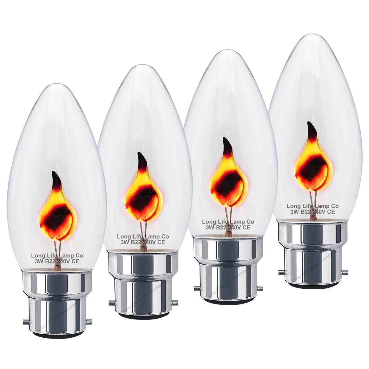 4 x 3w Flicker Flame Candle Light Bulb B22 Bayonet - Energy Light Bulbs - Free delivery on all orders