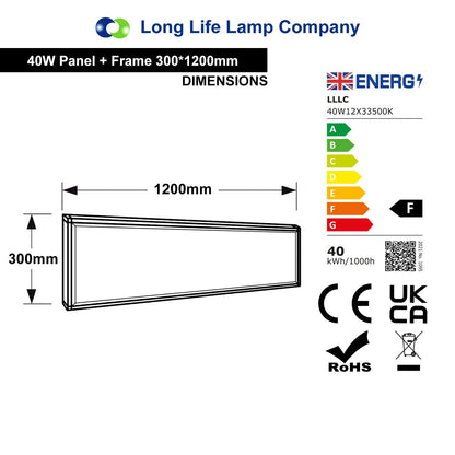 40w 1200 x 300 LED Panel Light Surface Mount Warm White 3500k - Energy Light Bulbs - Free delivery on all orders