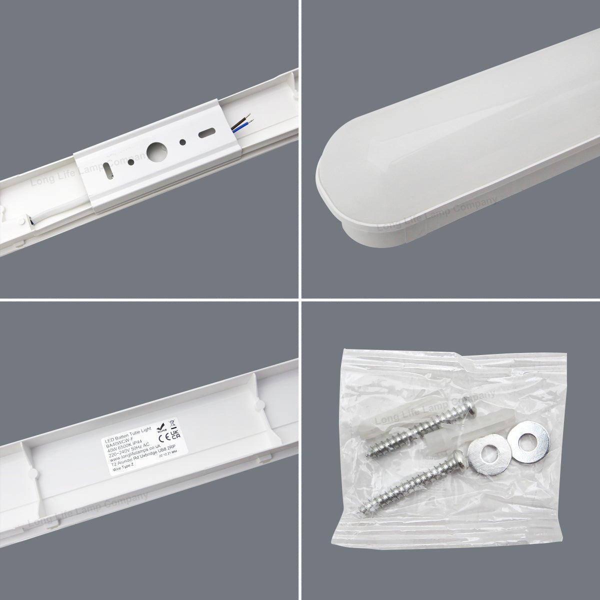 40w LED Batten Light 3ft Opal Integrated Tube Light Cool White 6500K Ceiling Fitting IP44 - Energy Light Bulbs - Free delivery on all orders