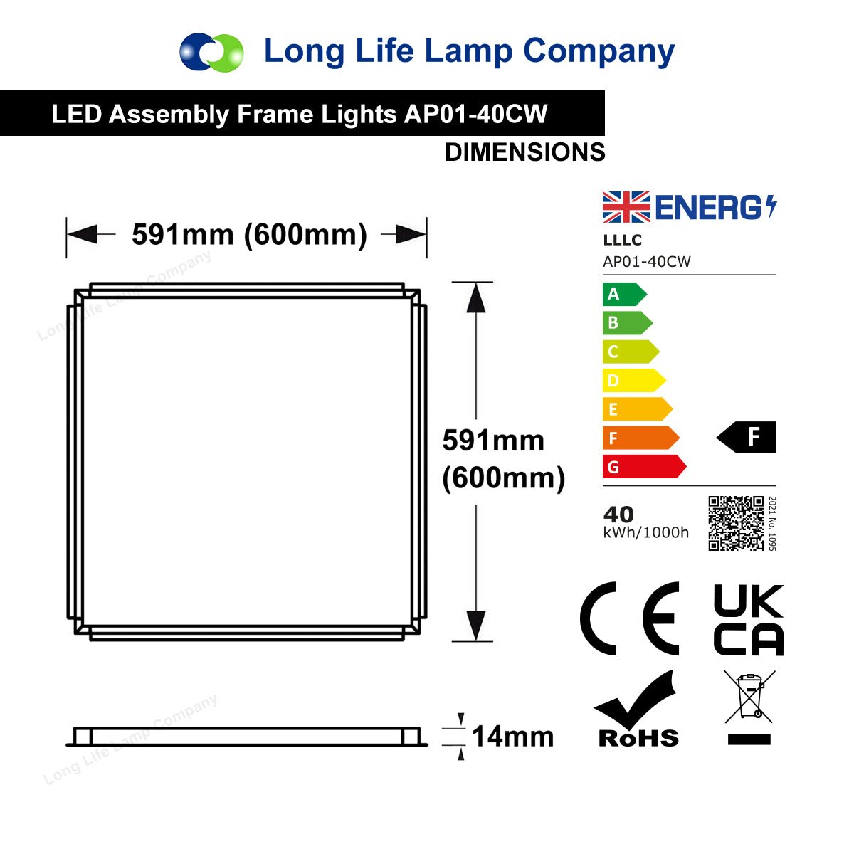 40w LED Edge Lit Border Panel Recessed Suspended Ceiling Frame Panel 600 x 600 Cool White - Energy Light Bulbs - Free delivery on all orders