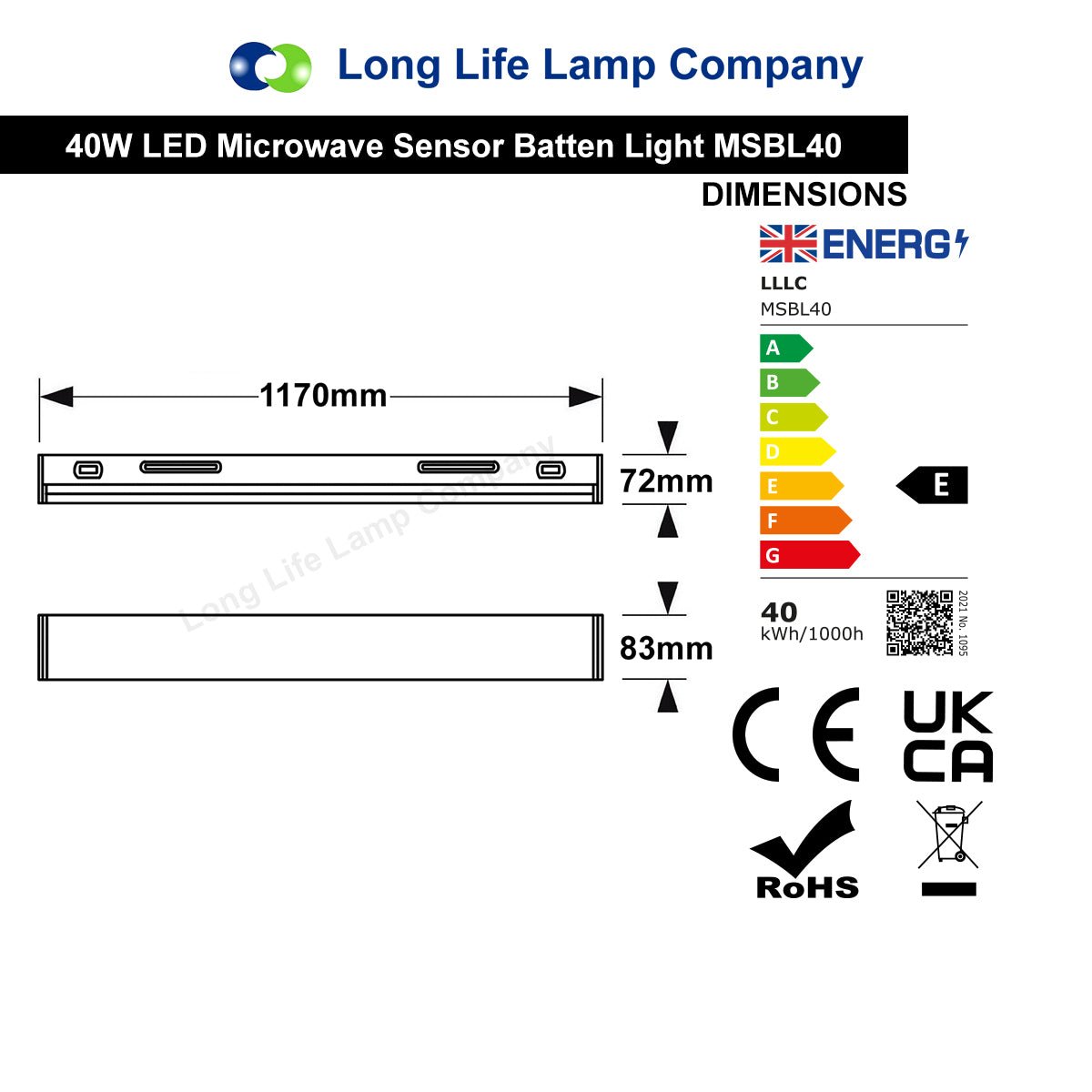 40W LED Microwave Sensor Ceiling Batten Light Fitting 4 feet Remote Control 6500k - Energy Light Bulbs - Free delivery on all orders