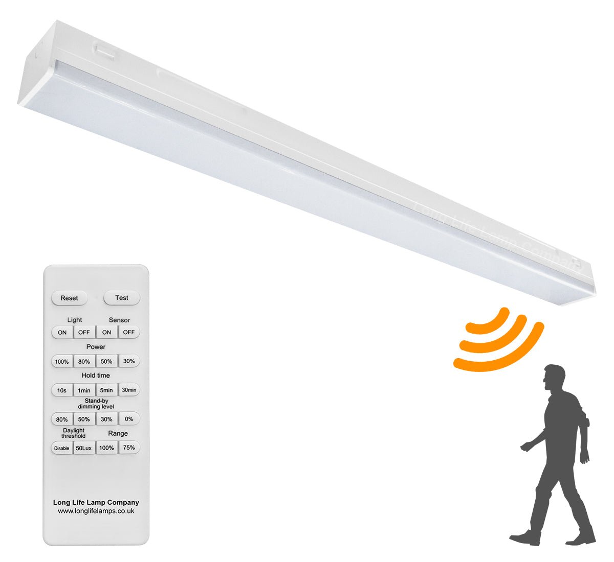 40W LED Microwave Sensor Ceiling Batten Light Fitting 4 feet Remote Control 6500k - Energy Light Bulbs - Free delivery on all orders