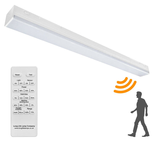 40W LED Microwave Sensor Ceiling Batten Light Fitting 4 feet Remote Control 6500k - Energy Light Bulbs - Free delivery on all orders