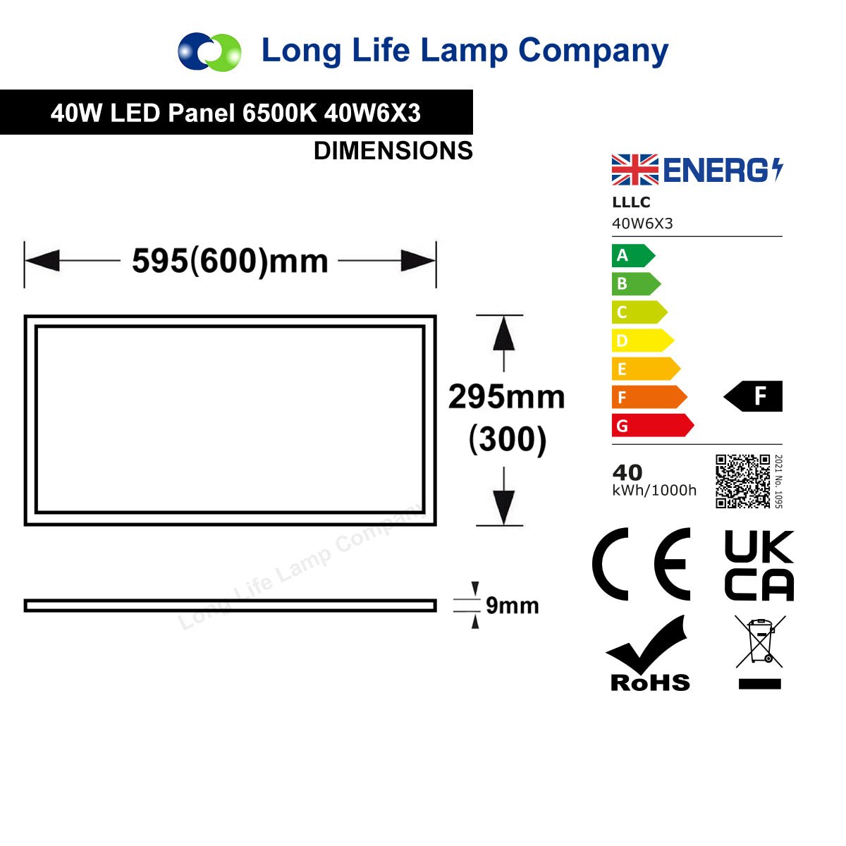 40w Recessed LED Panel 300 x 600 Ceiling Light Cool White 6500K Super Bright - Energy Light Bulbs - Free delivery on all orders