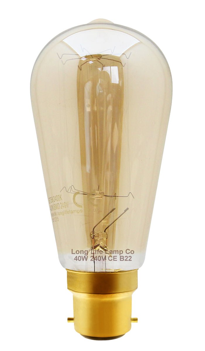 40w Squirrel Cage Vintage Edison Style B22 Bayonet Bulb ST58 - Energy Light Bulbs - Free delivery on all orders