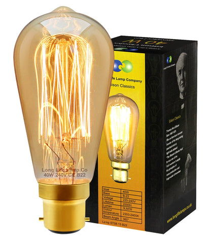 40w Squirrel Cage Vintage Edison Style B22 Bayonet Bulb ST58 - Energy Light Bulbs - Free delivery on all orders