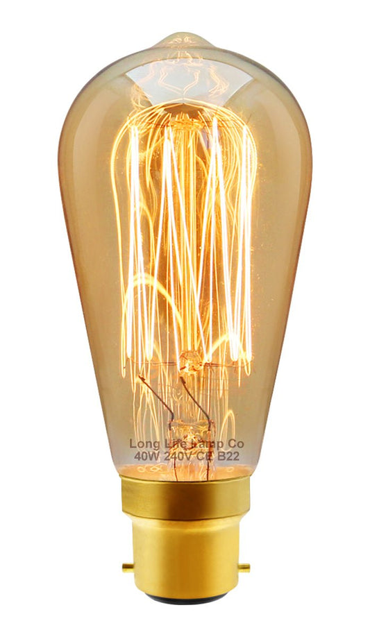 40w Squirrel Cage Vintage Edison Style B22 Bayonet Bulb ST58 - Energy Light Bulbs - Free delivery on all orders