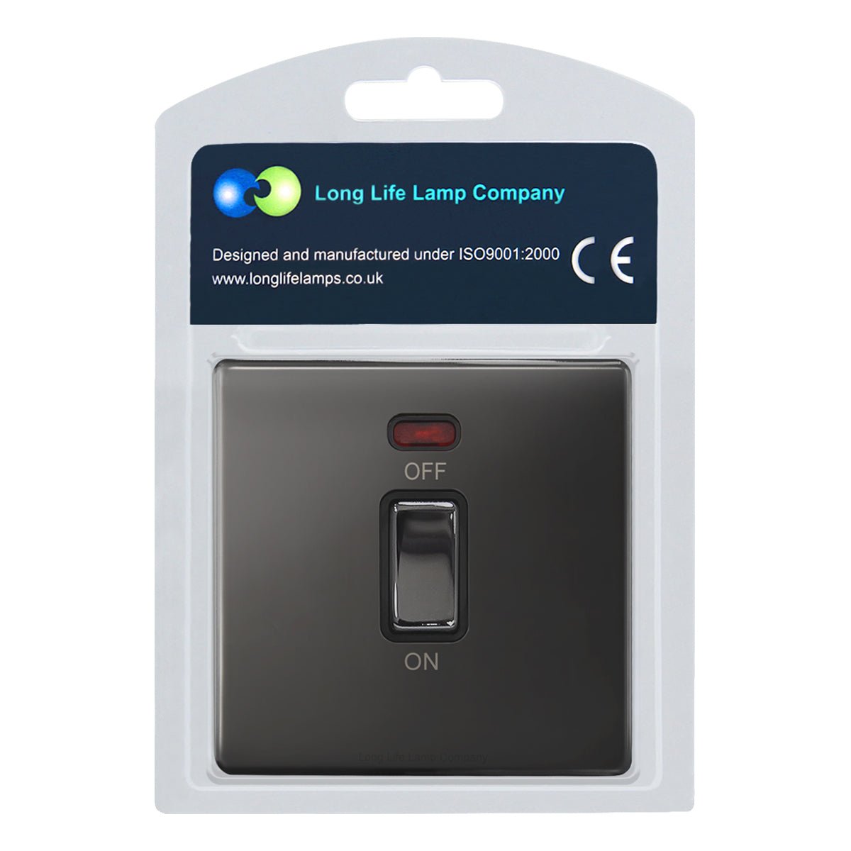 45Amp Cooker Switch Neon Indicator Double Pole Black Nickel Screwless Plate - Energy Light Bulbs - Free delivery on all orders