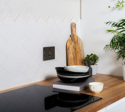 45Amp Cooker Switch Neon Indicator Double Pole Black Nickel Screwless Plate - Energy Light Bulbs - Free delivery on all orders