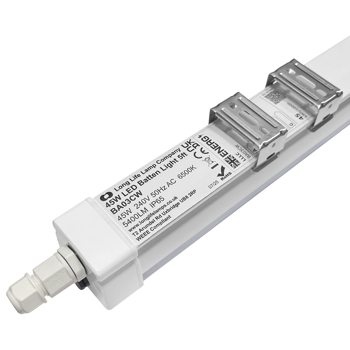 45W LED Batten Light 5ft Fitting Ceiling Mount Linear Lighting IP65 6500K - Energy Light Bulbs - Free delivery on all orders