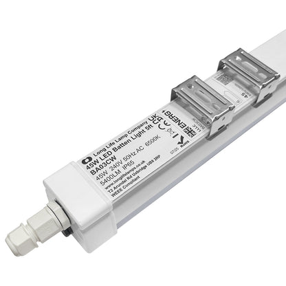 45W LED Batten Light 5ft Fitting Ceiling Mount Linear Lighting IP65 6500K - Energy Light Bulbs - Free delivery on all orders