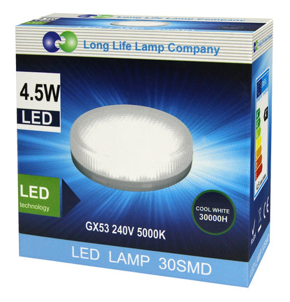 4.5w LED GX53 Light Bulb Replacement for CFL Cool White - Energy Light Bulbs - Free delivery on all orders