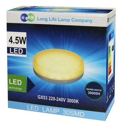 4.5w LED GX53 Light Bulb Replacement For CFL Warm White - Energy Light Bulbs - Free delivery on all orders