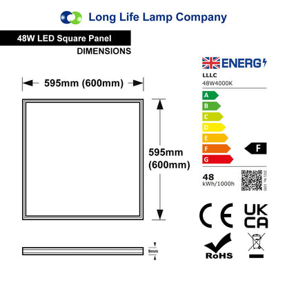 48w LED Ceiling Panel Light Fitting Flush Mount 4000K Cool White 600mm x 600mm - Energy Light Bulbs - Free delivery on all orders