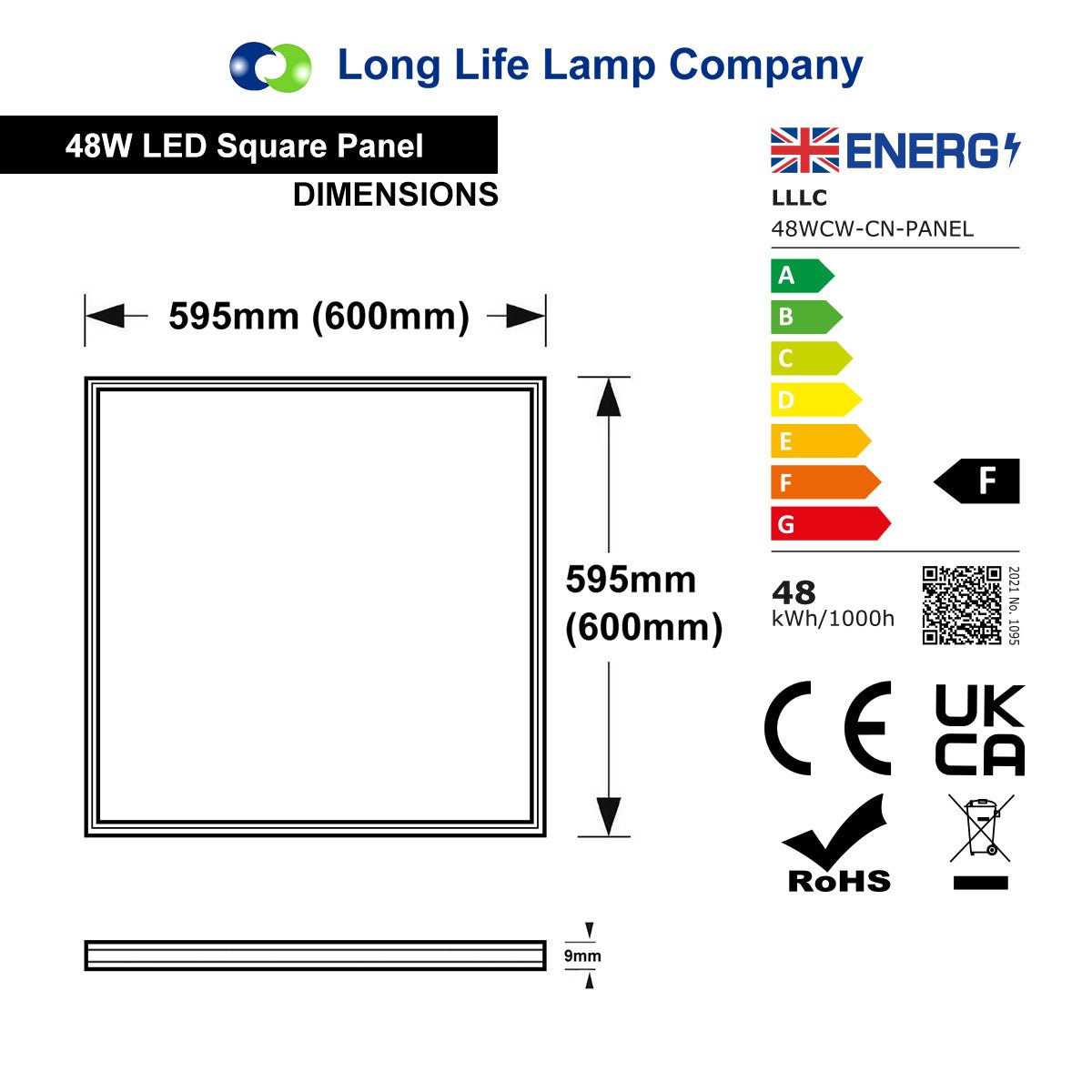 48w Surface Mount LED Panel 600 x 600 White Body 6500K - Energy Light Bulbs - Free delivery on all orders