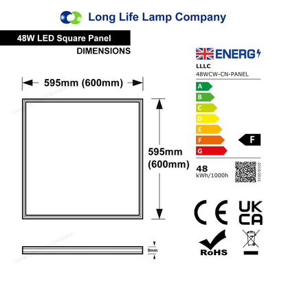 48w White Body LED Ceiling Panel 600 x 600 Cool White 6500K - Energy Light Bulbs - Free delivery on all orders