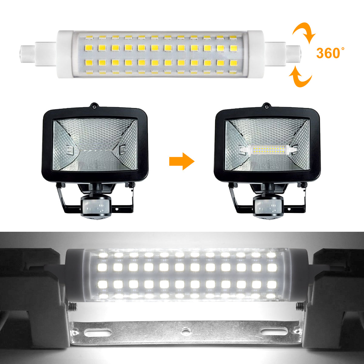 R7s 118mm LED Bulb 12W 6000K Flood Light Replacement - 2 Pack