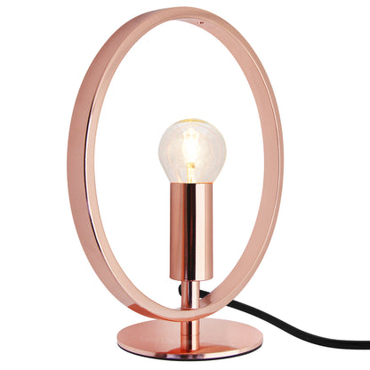 Modern Retro Polished Copper Table Lamp Ring Hoop Desk Lamp and Bedside Light