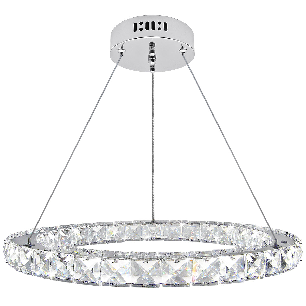 24W LED Ring Pendant Light Cool White 6000K Chrome