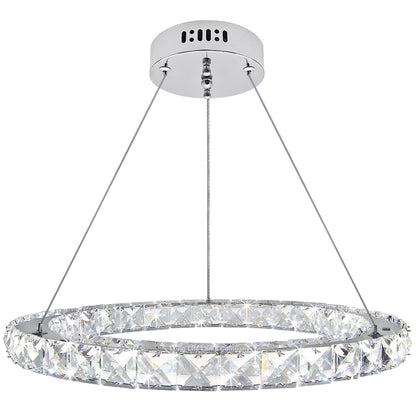 24W LED Ring Pendant Light Cool White 6000K Chrome