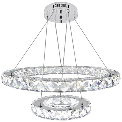 Modern Round LED Ring Chandelier Ceiling Light 24W Cool White 6000K