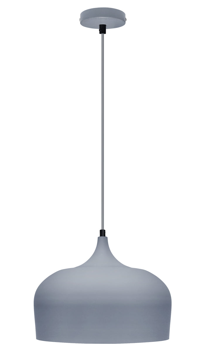 Modern Grey Pendant Light E27 60W Dome Shade - Free delivery on all orders