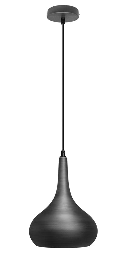 Grey Droplet Pendant Light E27 60W Pewter Metal Shade - Free delivery on all orders