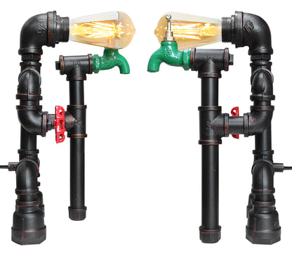 Vintage Industrial Water Pipe Table Lamp M0189P with 4W ST58