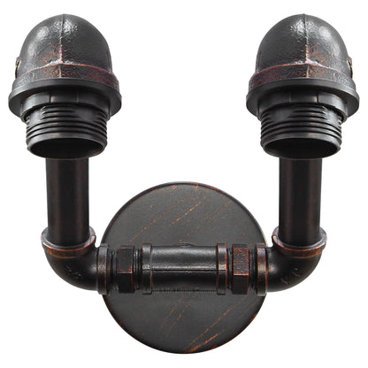 Twin Vintage Industrial Pipe Wall Light M0191P - Free delivery on all orders