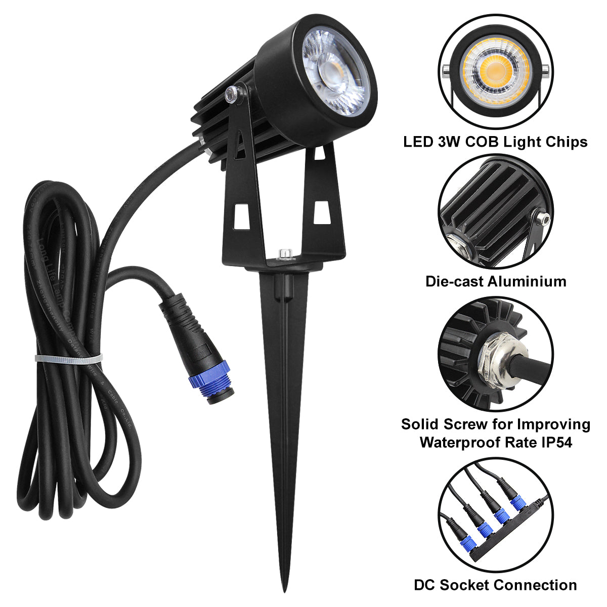 4 Pack Outdoor Garden LED Spike Lights Warm White 12v Low Voltage ZLCSK1WW - Free delivery on all orders