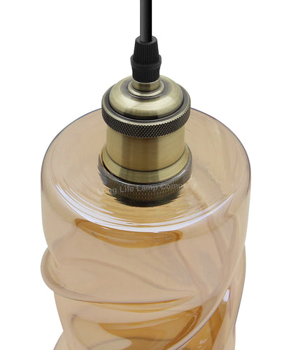 Vintage Gold Twisted Cylinder Glass Ceiling Pendant Lamp - Free delivery on all orders