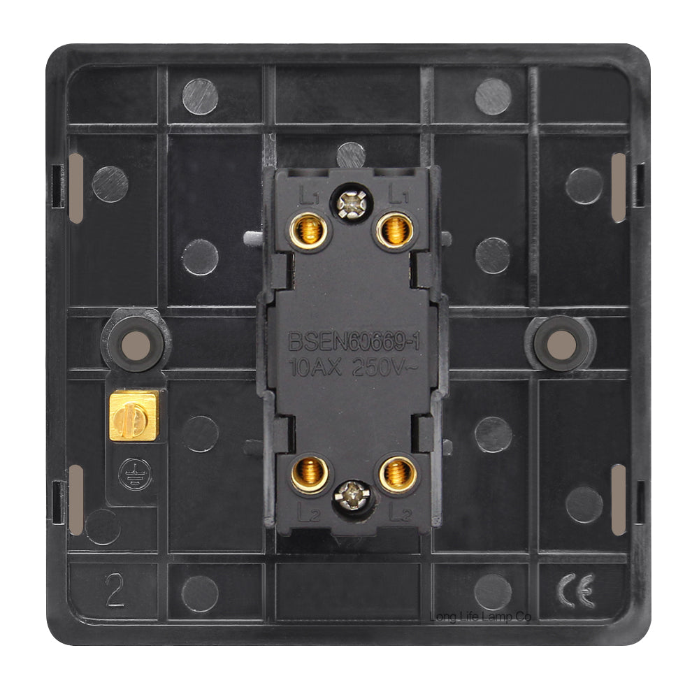 1 Gang Intermediate Single Light Switch Black Nickel Screwless Plate