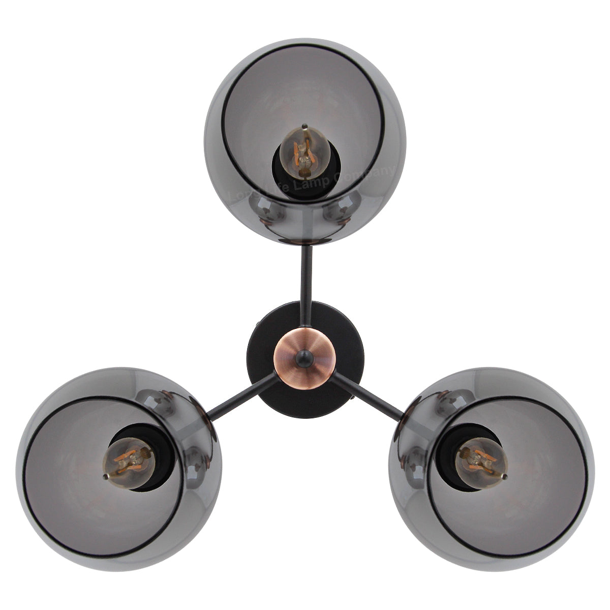 Modern Grey Glass Ceiling Light 3 Globe Shades