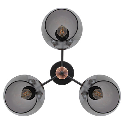 Modern Grey Glass Ceiling Light 3 Globe Shades