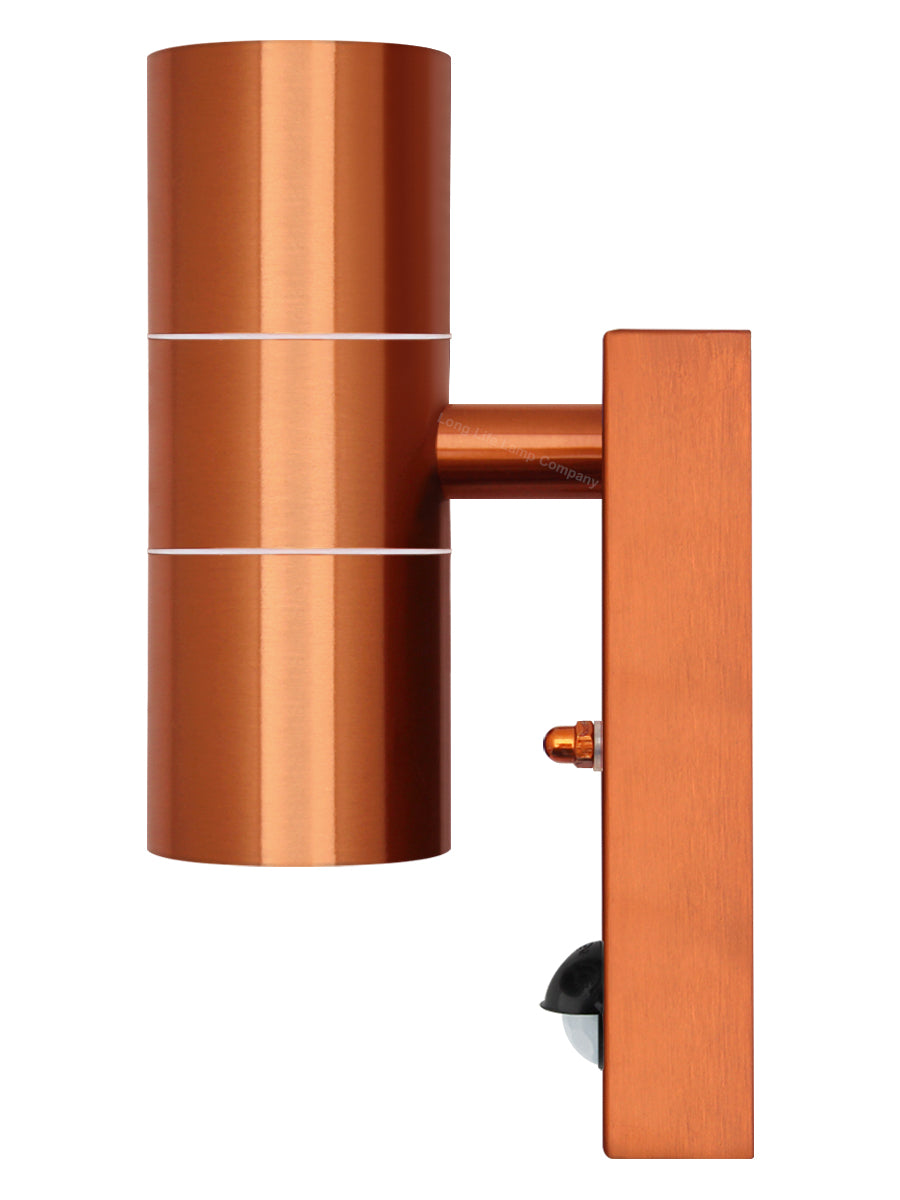 PIR Copper Outdoor Wall Light GU10 2x35W IP44 Motion Sensor - Free delivery on all orders