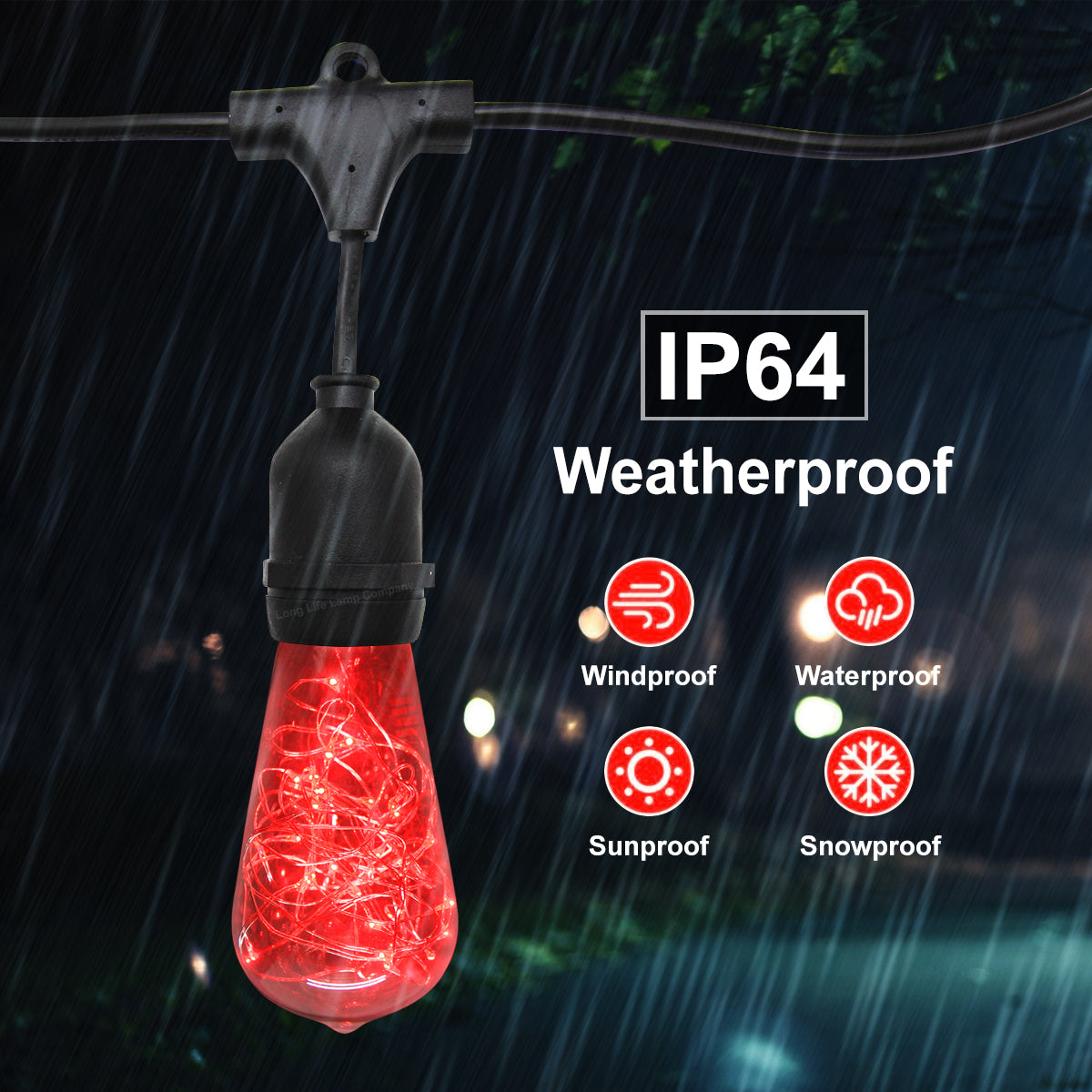 10 Bulb 10M Outdoor LED Festoon String Lights Fairy Coloured Vintage Bulbs