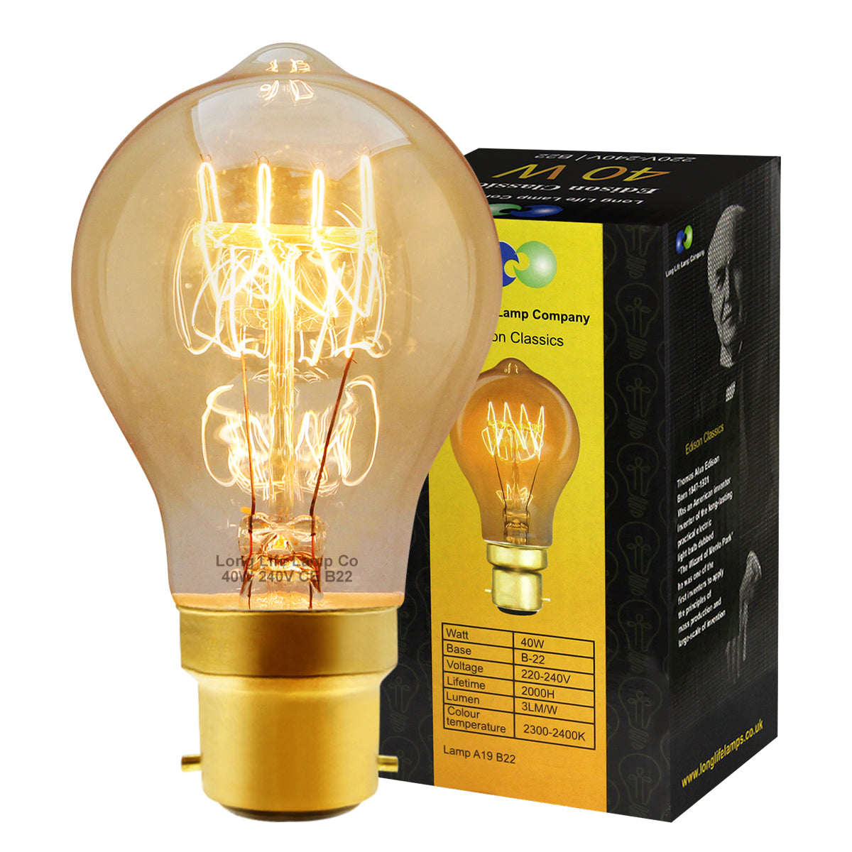 40w GLS Quad Loop Filament Vintage Cage Bay Baypnet B22 Cap Bulb