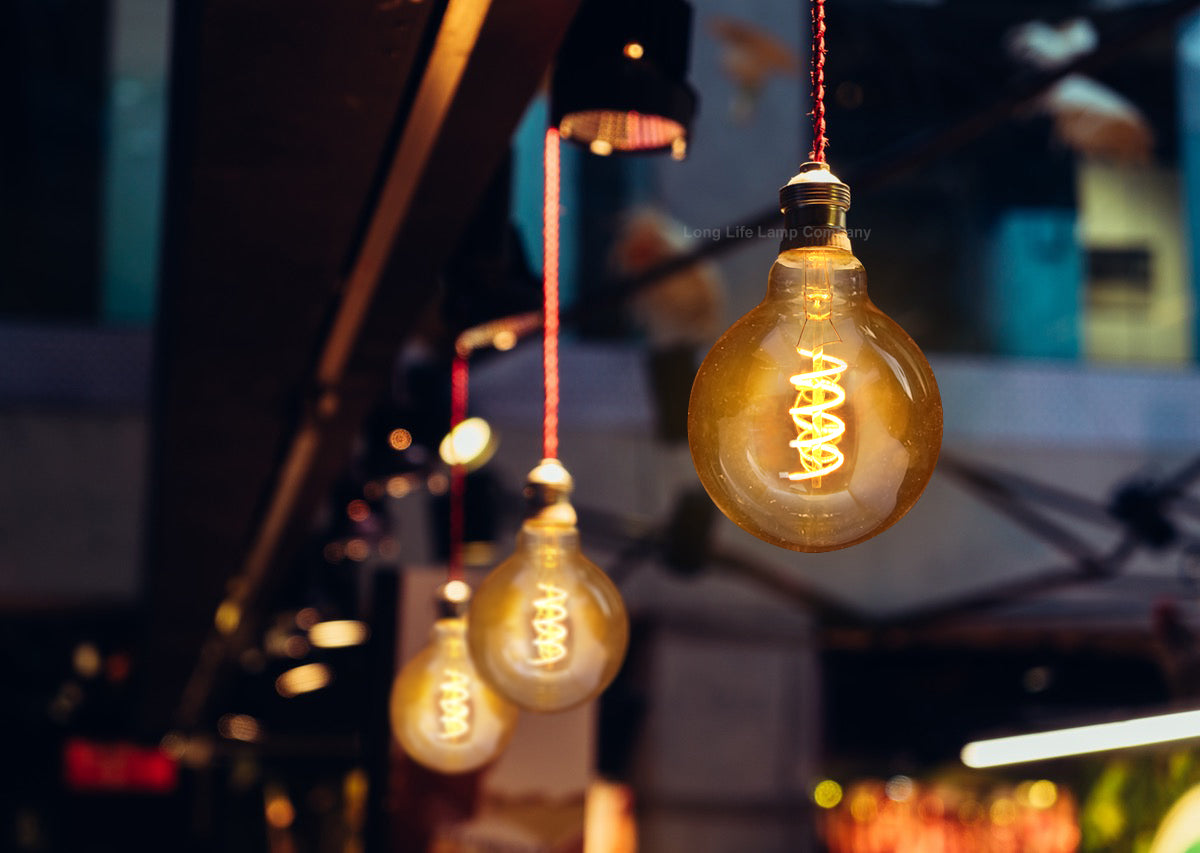 Retro Vintage Globe LED 4w Spiral Filament Bulb Smoked Gold Glass G95 Teardrop B22