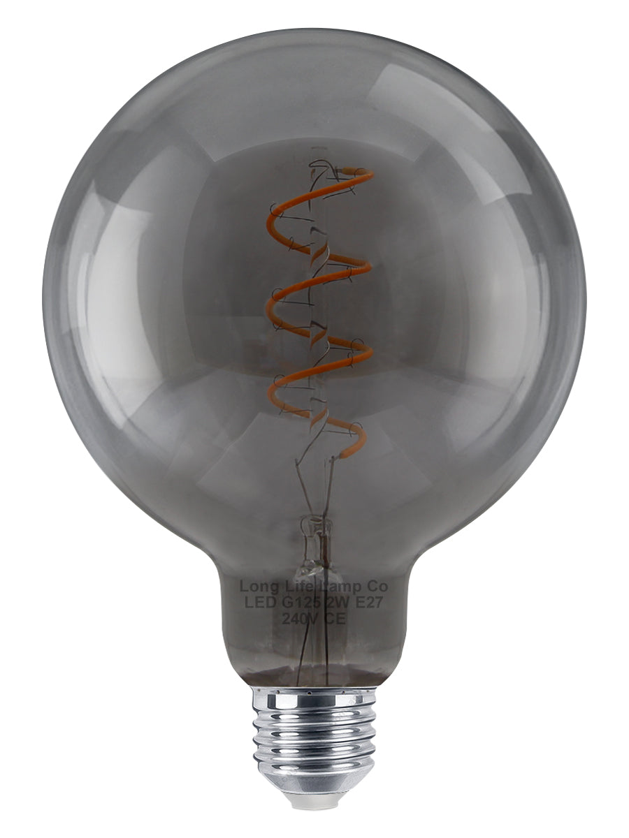 2w Vintage LED G125 Bulb E27 Spiral Filament Smoke Grey - Free delivery on all orders