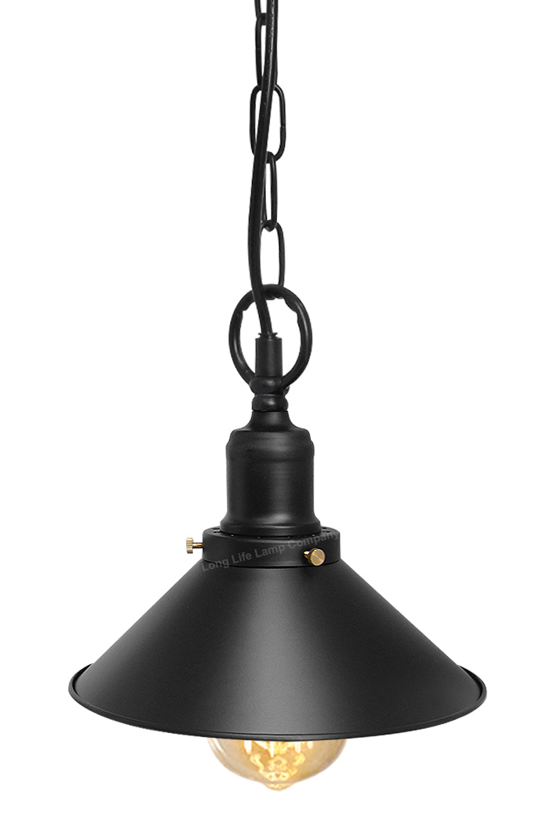 Vintage Retro Industrial Metal Black Scone Shade Pendant Light M0238