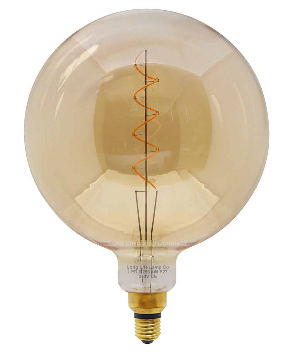 4w Industrial Vintage LED Globe E27 Amber Smoked Glass