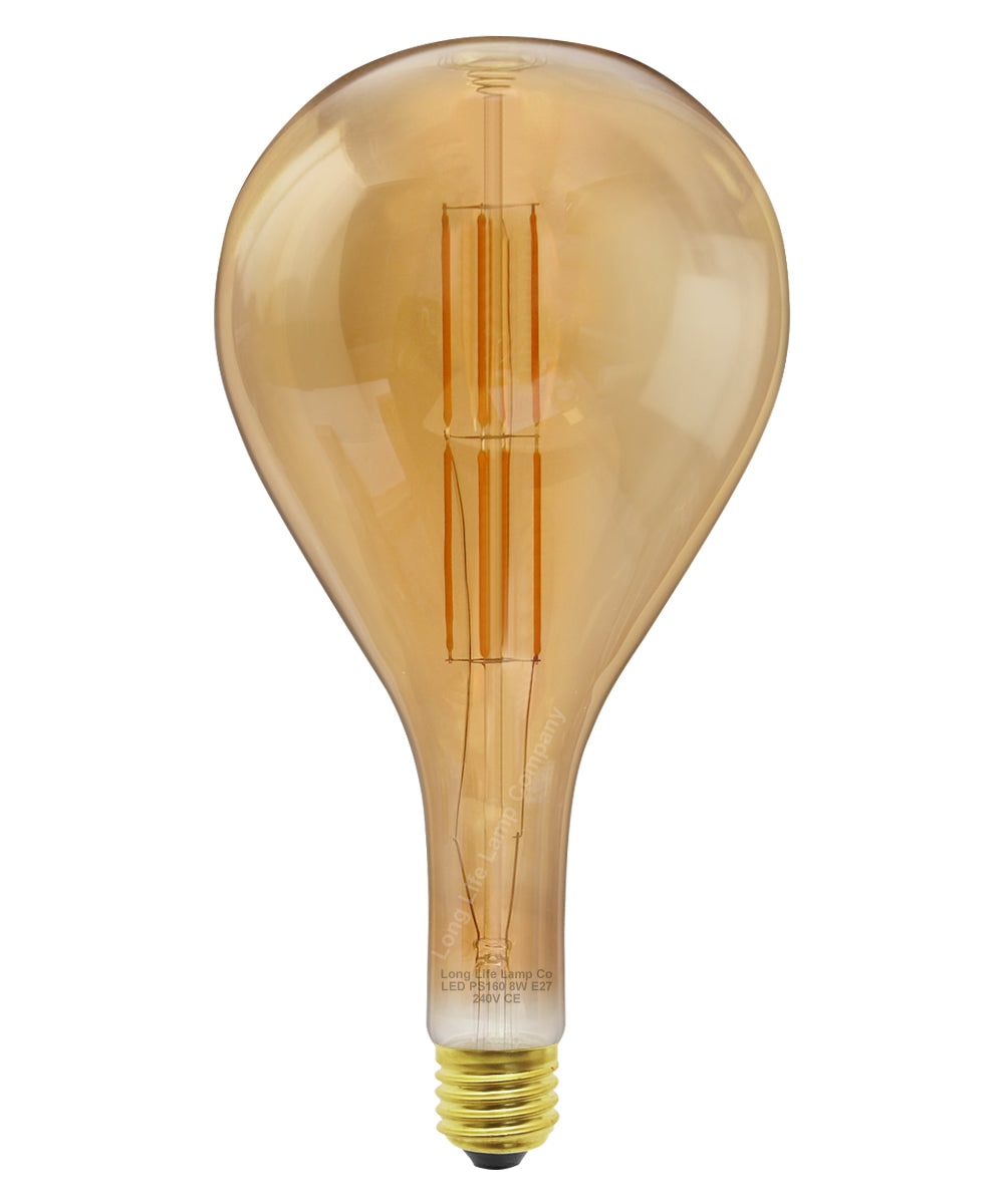 8W Pear Shape Antique Vintage LED E27 Large Smoked Glass