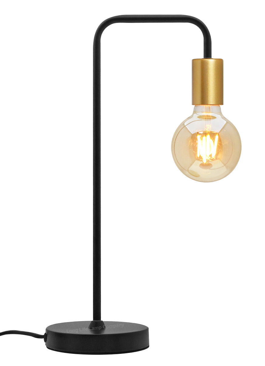 Retro Black Pipe Table Lamp Golden Holder - Free delivery on all orders